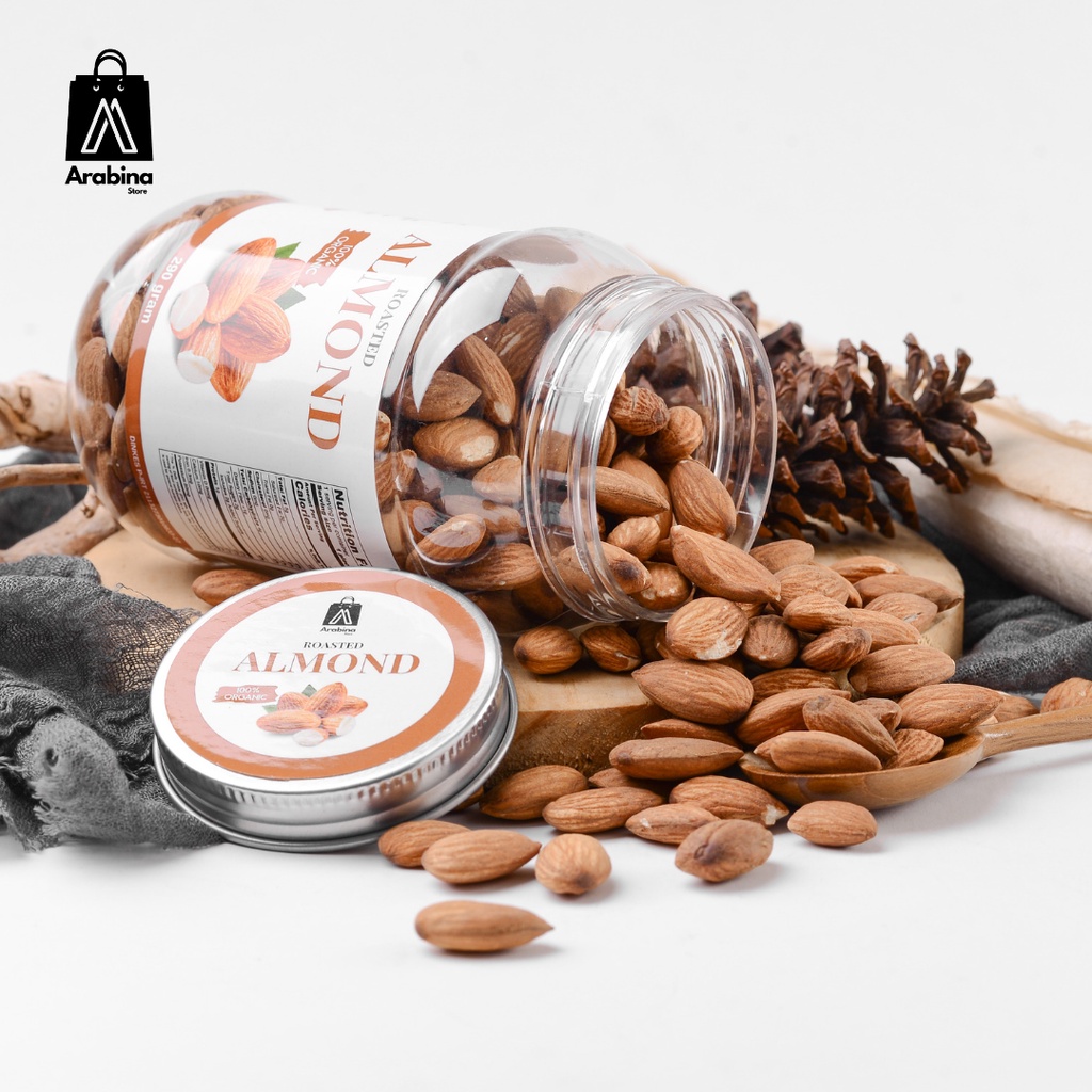 Kacang Almon Panggang Roasted Almond Kupas Organik Premium Siap Makan