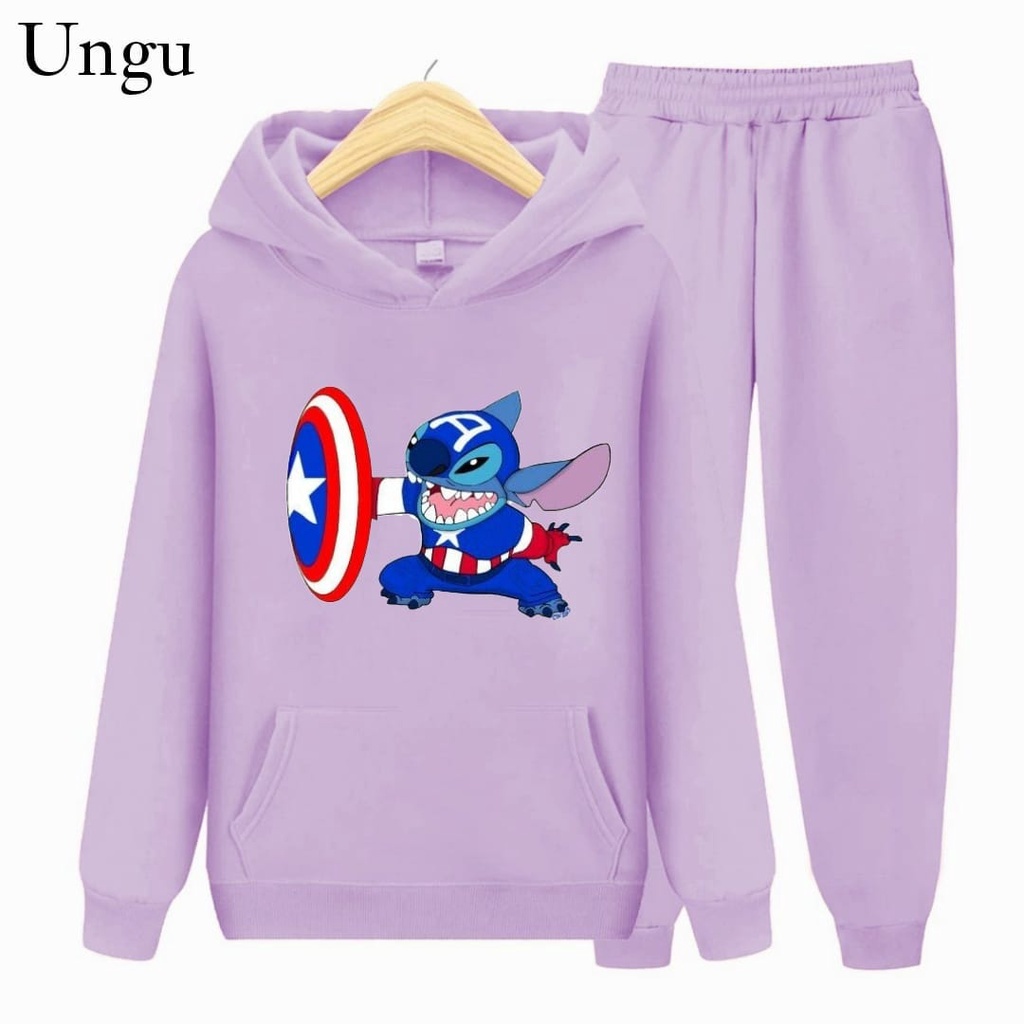 Hzl_outfit Setelan Hoodie Sweater Anak Laki-Laki Captain Lilo (S.M.XL)