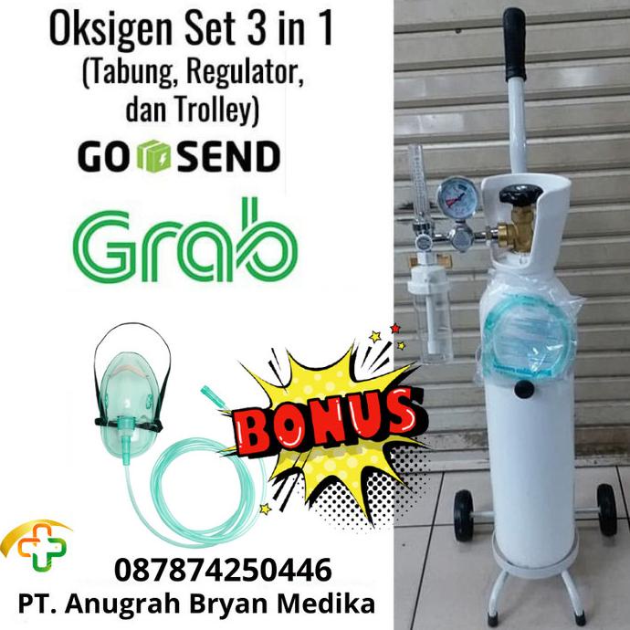Promo paket lengkap tabung oksigen 1m3 / alat bantu pernapasan