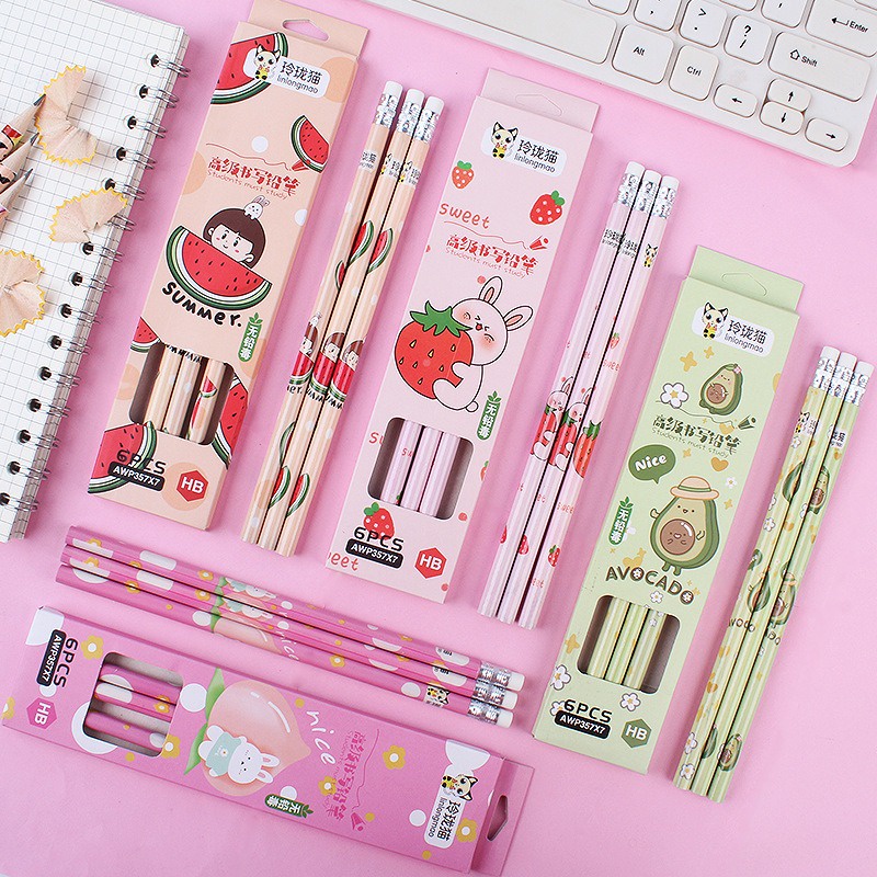 

IDgrosir 6pcs Pensil Pencil Kotak HB Motif Buah Buahan IDG-ST0217