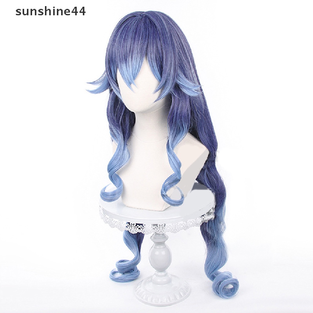 Sunshine Genshin Impact Layla Cosplay Wig Keriting Wig Gradien Biru Cosplay Tahan Panas.