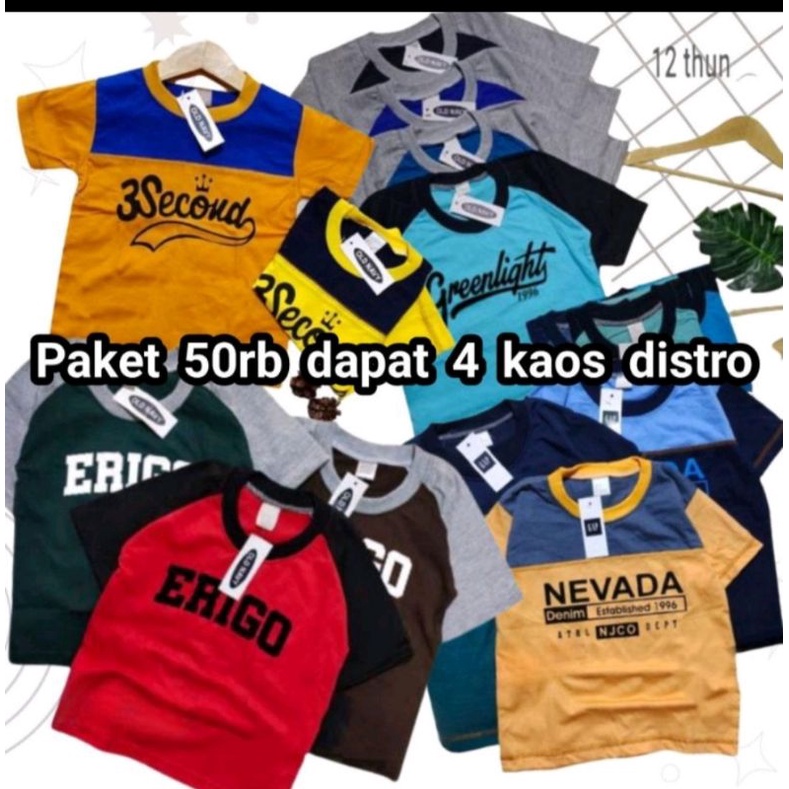 Kaos Distro Regel Anak Paket 50.000 Dapat 4 pcs