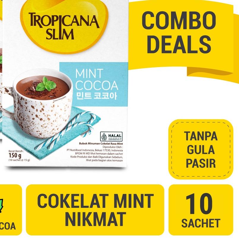 

♦ Twin Pack - Tropicana Slim Mint Cocoa 10 Sachet - Minuman Cokelat Mint Nikmat Tanpa Gula Pasir ☪