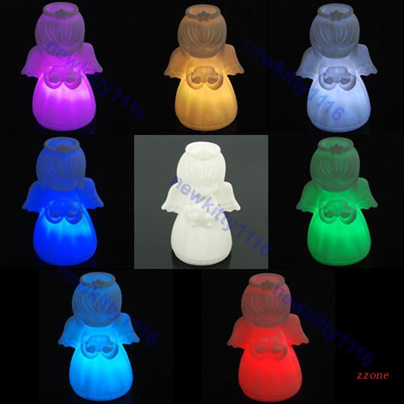 Zzz Cute Angel Lampu LED Berubah 7-warna Decor Night Light