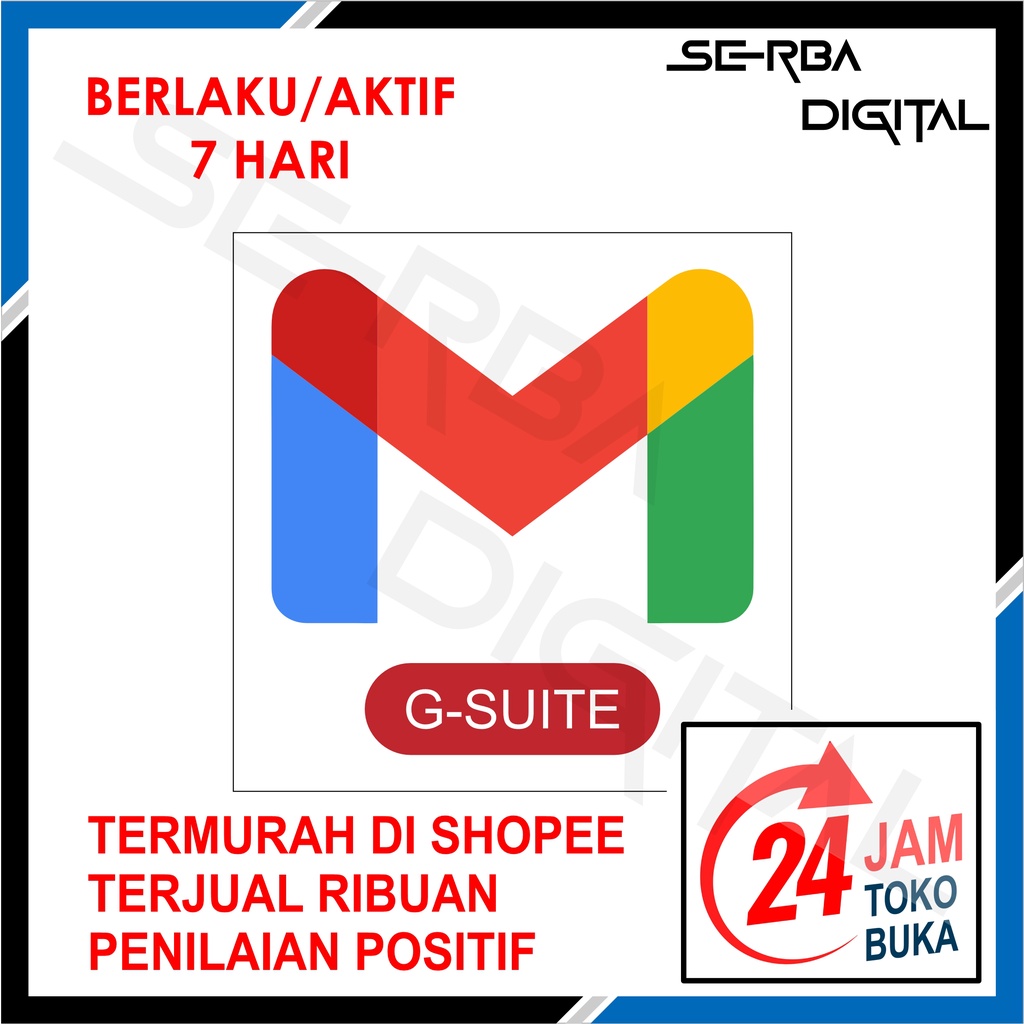 EMAIL GSUITE GOOGLE FRESH NON VERIF/OTP/SESI 7 HARI