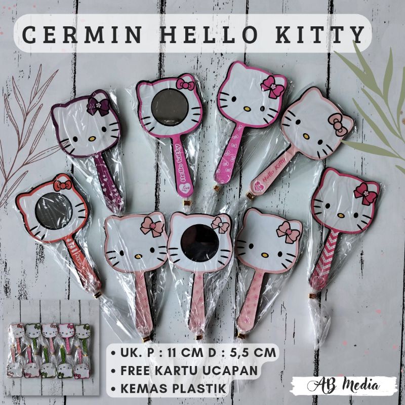 Souvenir Cermin gagang hello kitty / cinderamata pernikahan kaca karakter