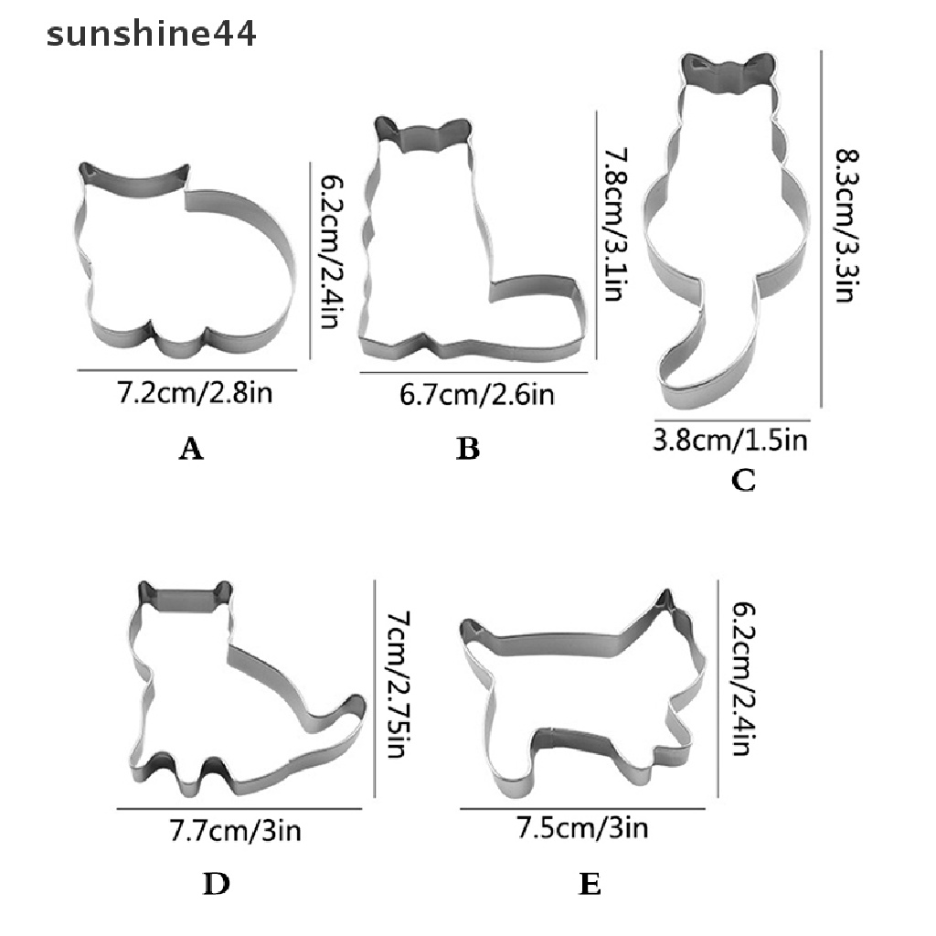 Sunshine 1/5pcs Cetakan Cookie Cutter Hewan Kucing DIY Biskuit Cetakan Cookie Stamp Baking Tools.