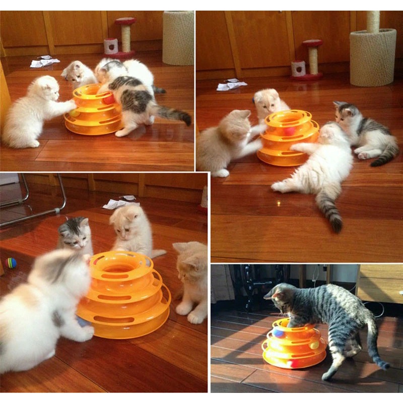 Mainan Kucing 3 Tingkat Tower Bola Tikus Murah Cat Toys Tower Track Ball FEFARM