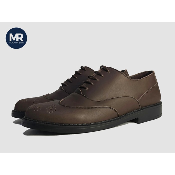 Sepatu Kulit Pria - Ibiza Wingtip Oxford Brown Coklat - MR. Footwear (Pantofel Formal Kerja)