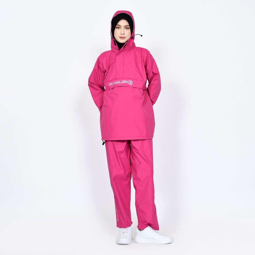 Jas Hujan PEAKGLORY Jas Hujan Pria Wanita Dewasa Anti Air Bahan Import Raincoat Saku Kangguru