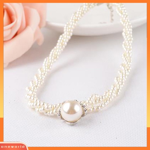 {oneworld} Wanita Fashion Liontin Rantai Choker Mutiara Imitasi Pernyataan Kalung Perhiasan