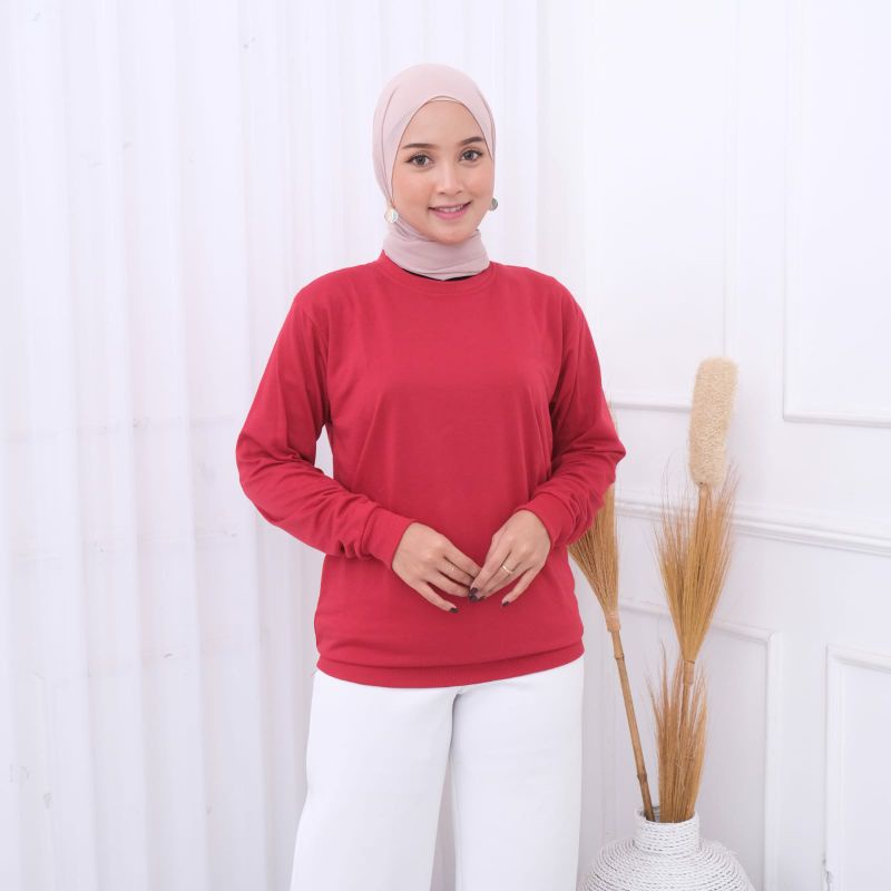 Sweater Warna Merah Red Polos Unisex Basic Babyterry