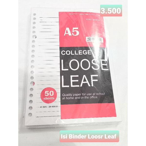 

Kertas Binder isi Binder A5 Loose Leaf