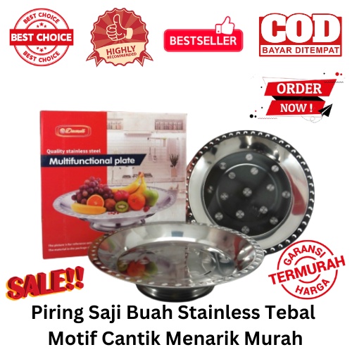 [BISA COD] PROMO Piring Saji Buah Stainless Tebal Motif Cantik Menarik Murah Tempat Buah Keranjang Buah Wadah Saji Keranjang Buah Mangkok Wadah Buah Piring Nampan Penyaji Alat Penyaji Fruit Tray Serbaguna