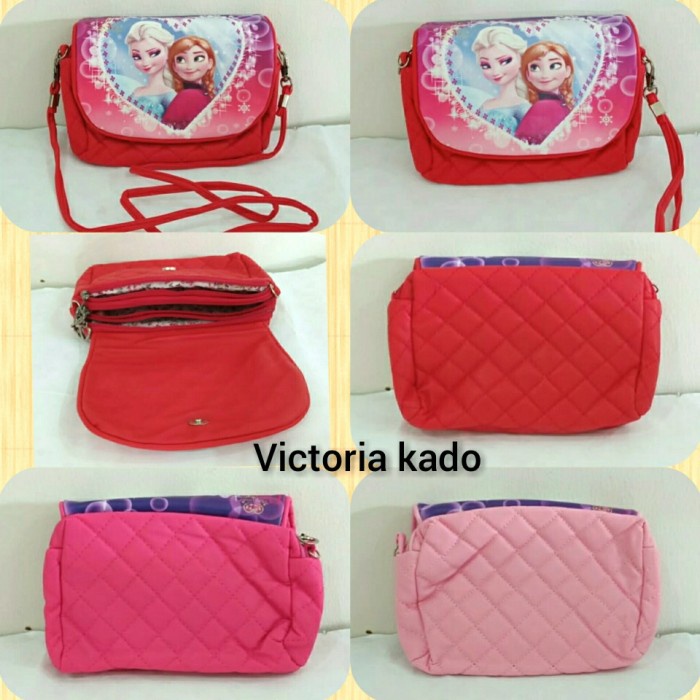 Tas Slempang Anak Wanita Perempuan Import Frozen Kecil - Merah
