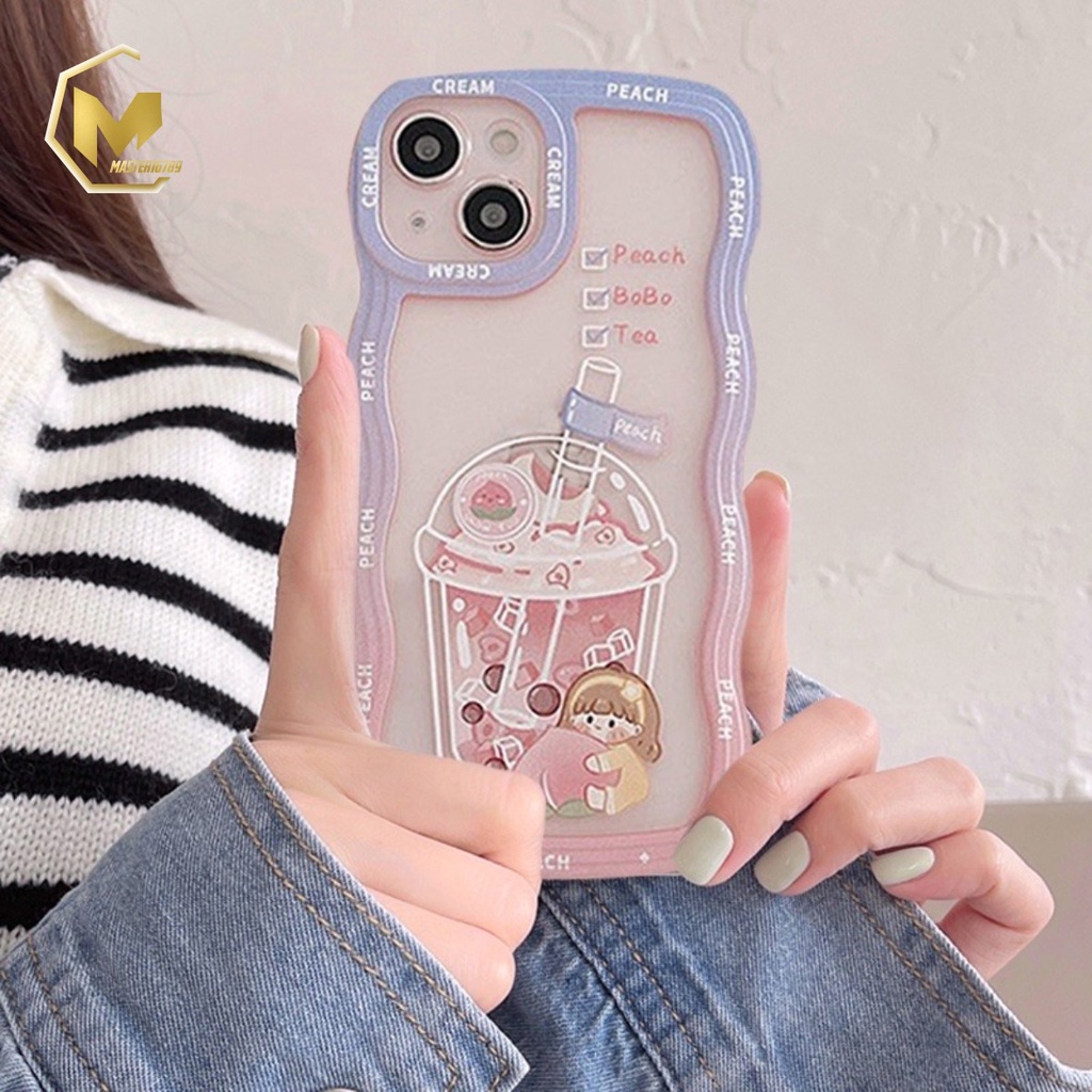 SS132 CASING SOFTCASE PEACH BOBA TEA FOR IPHONE 7 8 7+ 8+ X XS XR XS MAX 11 12 13 14 PRO MAX MA3879