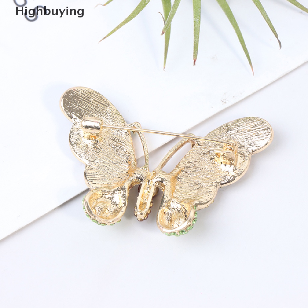 Hbid 1PC Elegan Pesona Kupu-Kupu Bros Wanita Berlian Imitasi Besar Butterfly Pins Glory