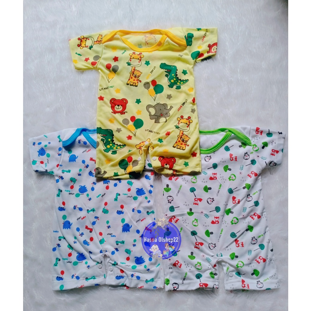 3 Pcs Baju Bayi Romper Pendek / Paket Bundling 3 Baju Anak Murah