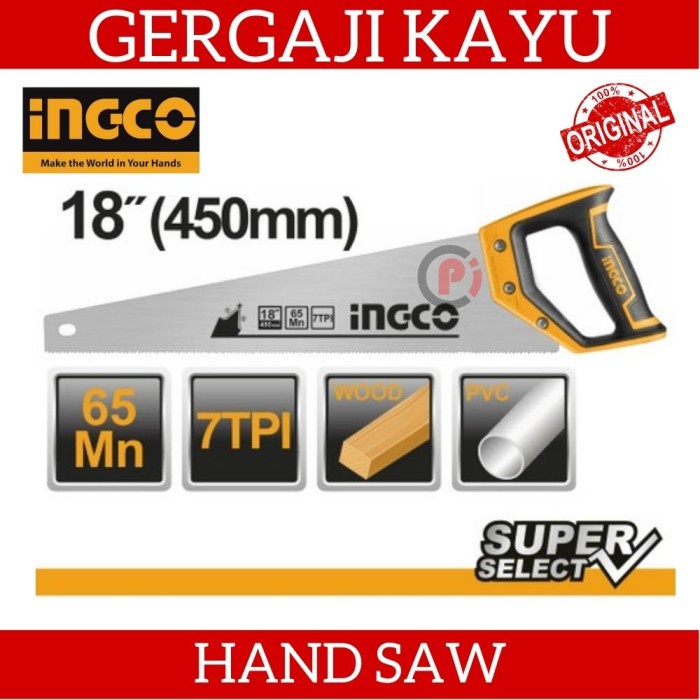 INGCO Gergaji Kayu Hand Saw Heavy Duty Ukuran 18 Inch 45cm