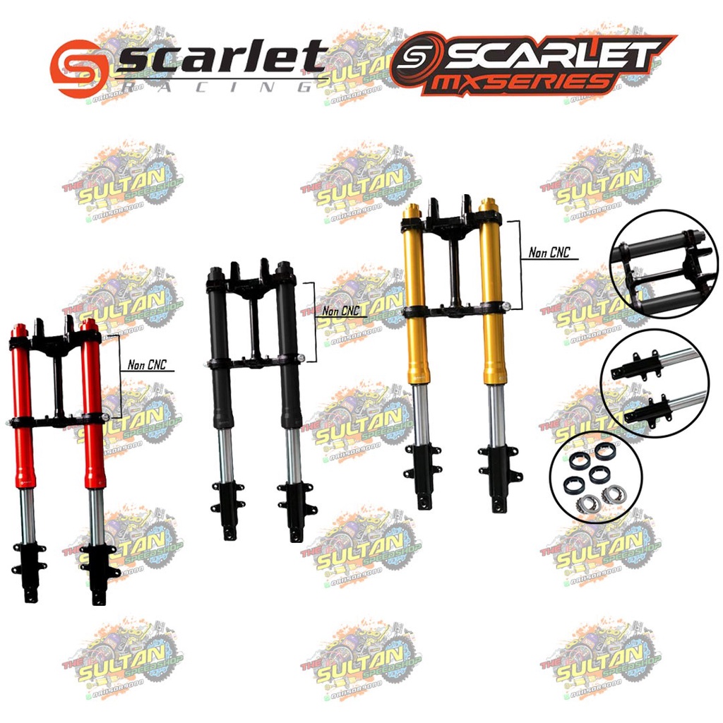 SHOCK DEPAN UPSIDE DOWN + SEGITIGA VIXION SCARLET RACING