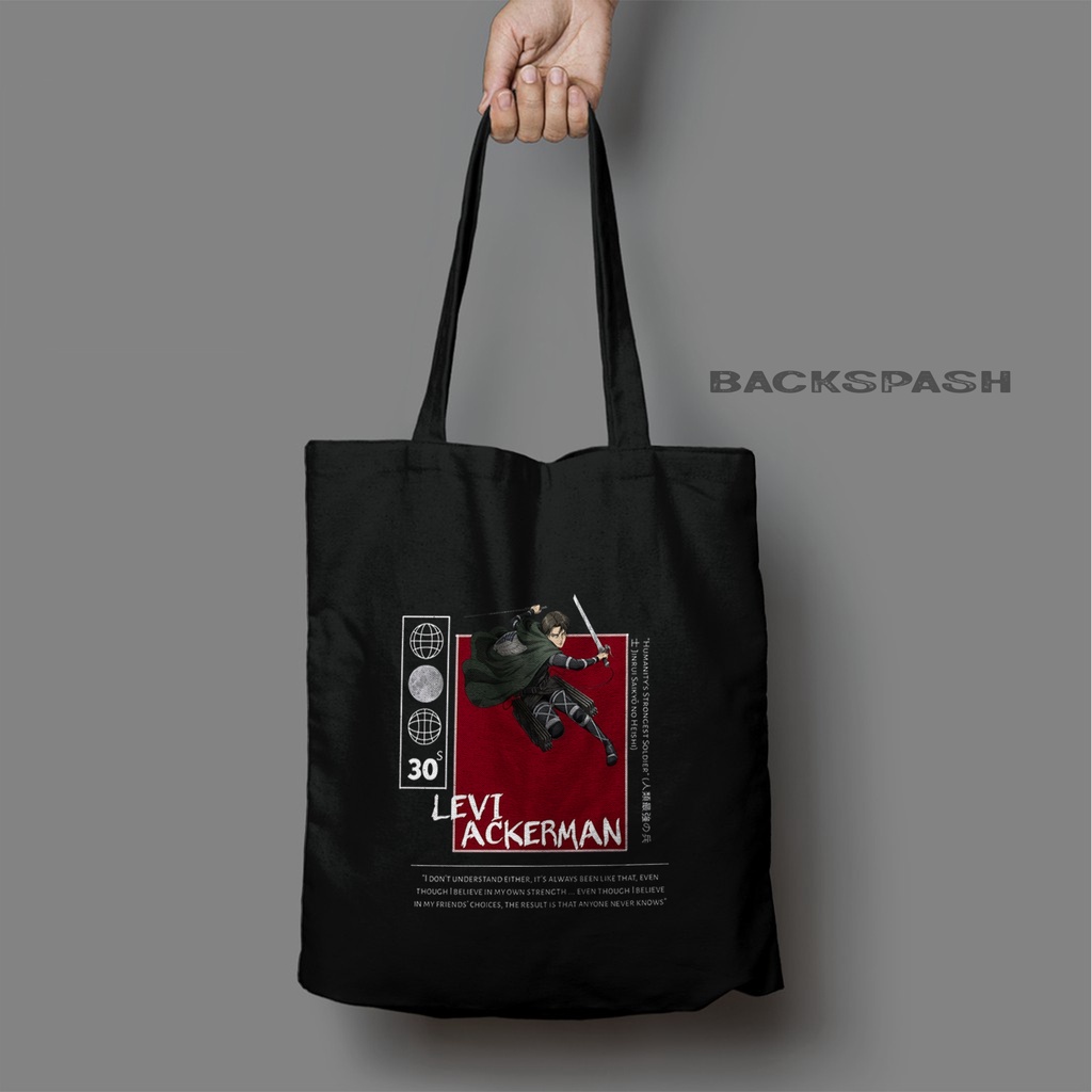 TOTEBAG HITAM ANIME ATTACK ON TITANS CUSTOM PRIA DAN WANITA