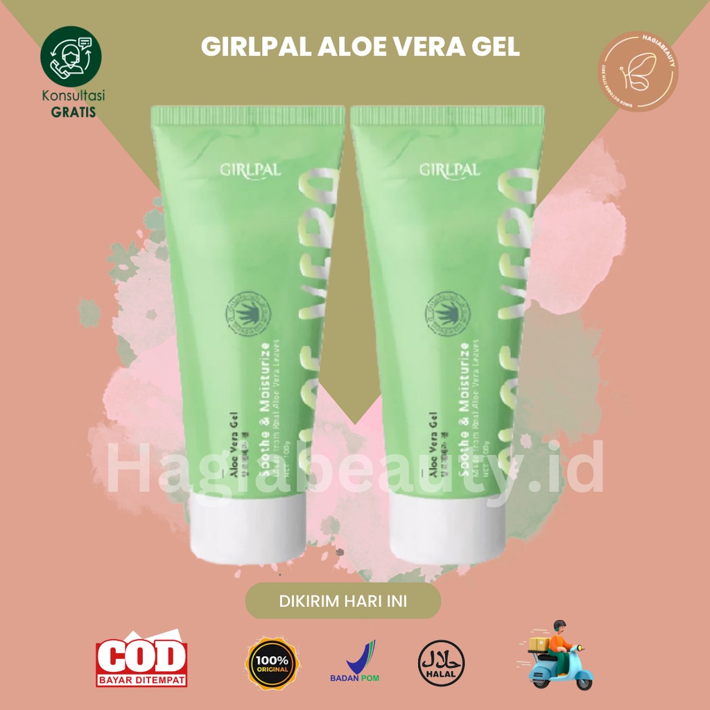 BISA COD - [BPOM] GIRLPAL Aloe Vera Gel 100g Soothing &amp; Moisture ( Wajah &amp; Body )