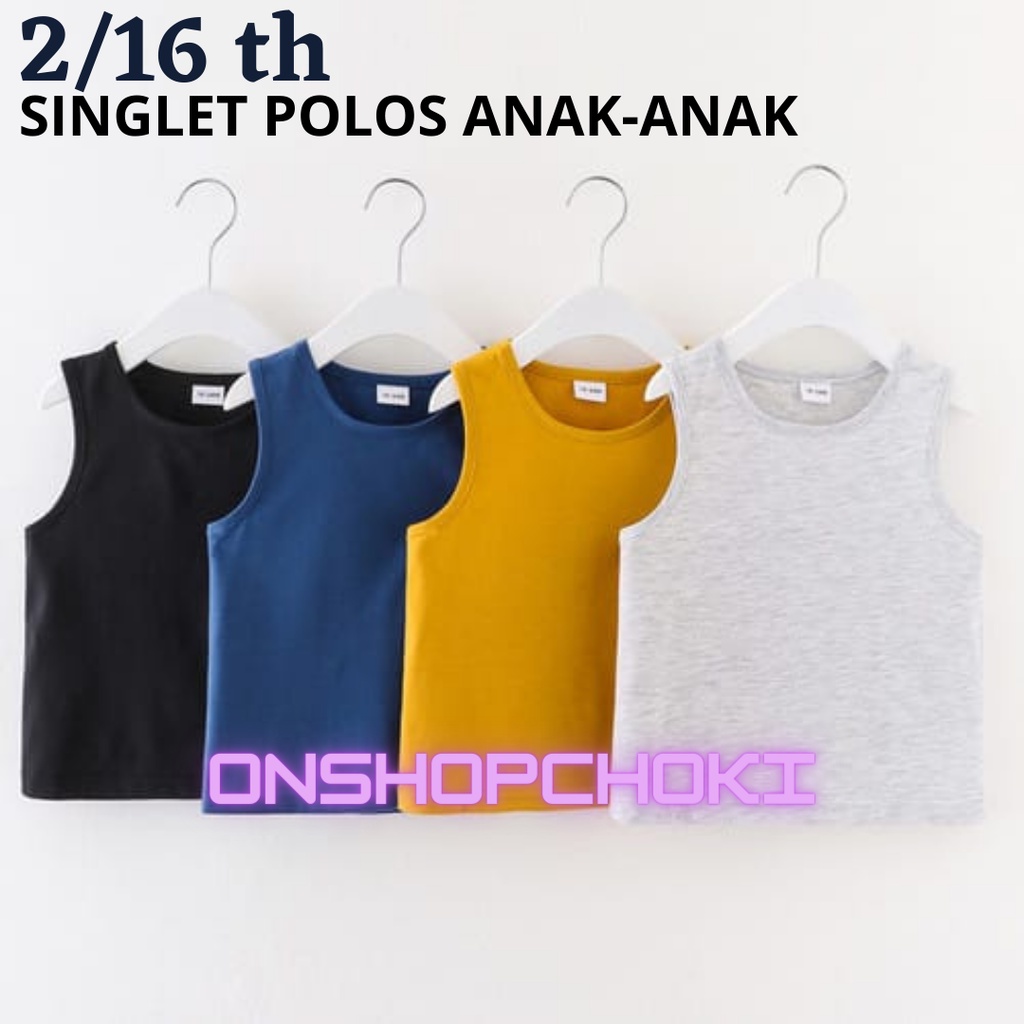 Singlet Polos Anak Usia 2-16 tahun Singlet Anak Anak Pakaian dalam anak Unisex cewek/cowok