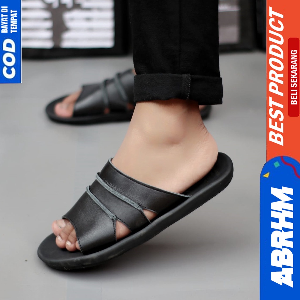 Sandal Slide Pria Kulit Asli Original Abrhm TAIM