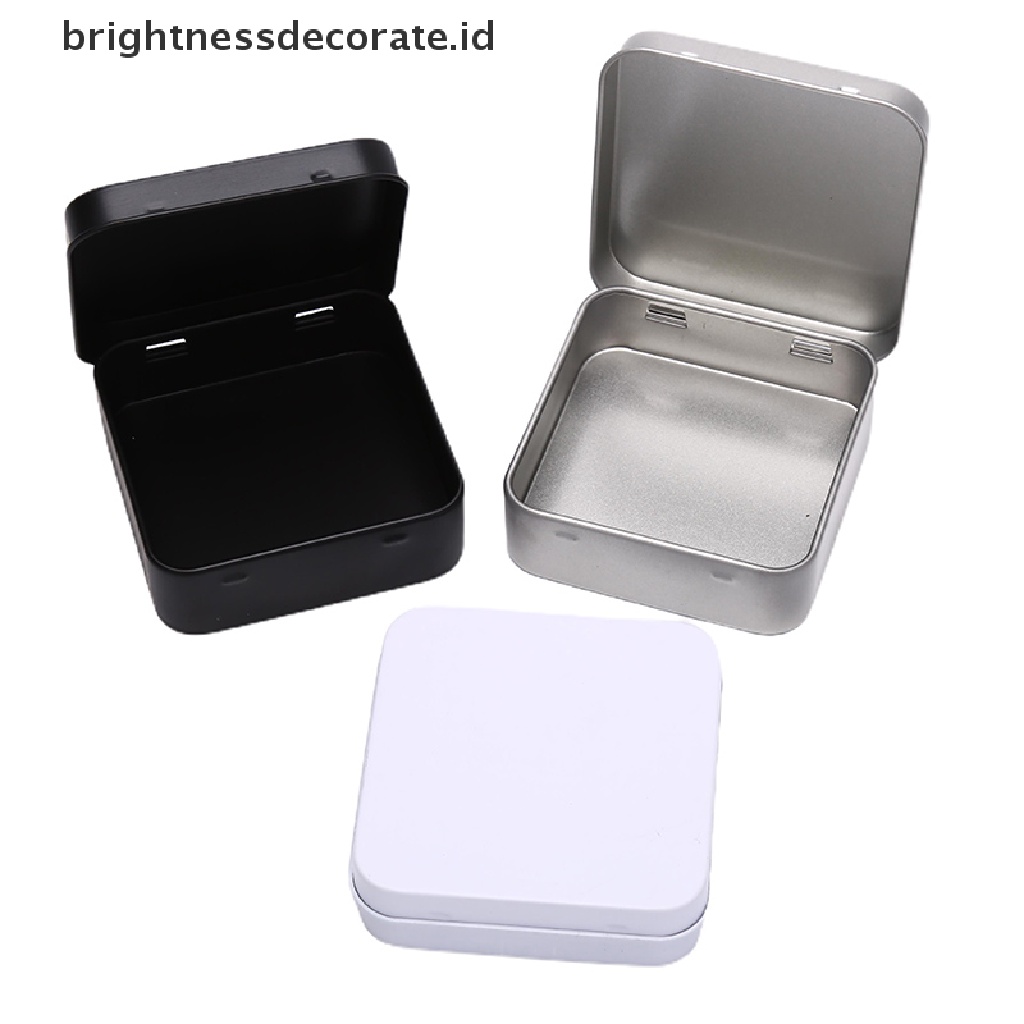 [Birth] Wadah Kaleng Logam Mini Persegi Berengsel Flip Penyimpanan Tin Box Perhiasan Coin Case [ID]