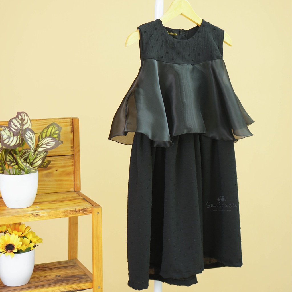 Saoirse's Arsy Dress - Gaun organza anak perempuan tanpa lengan casual pesta ulang tahun