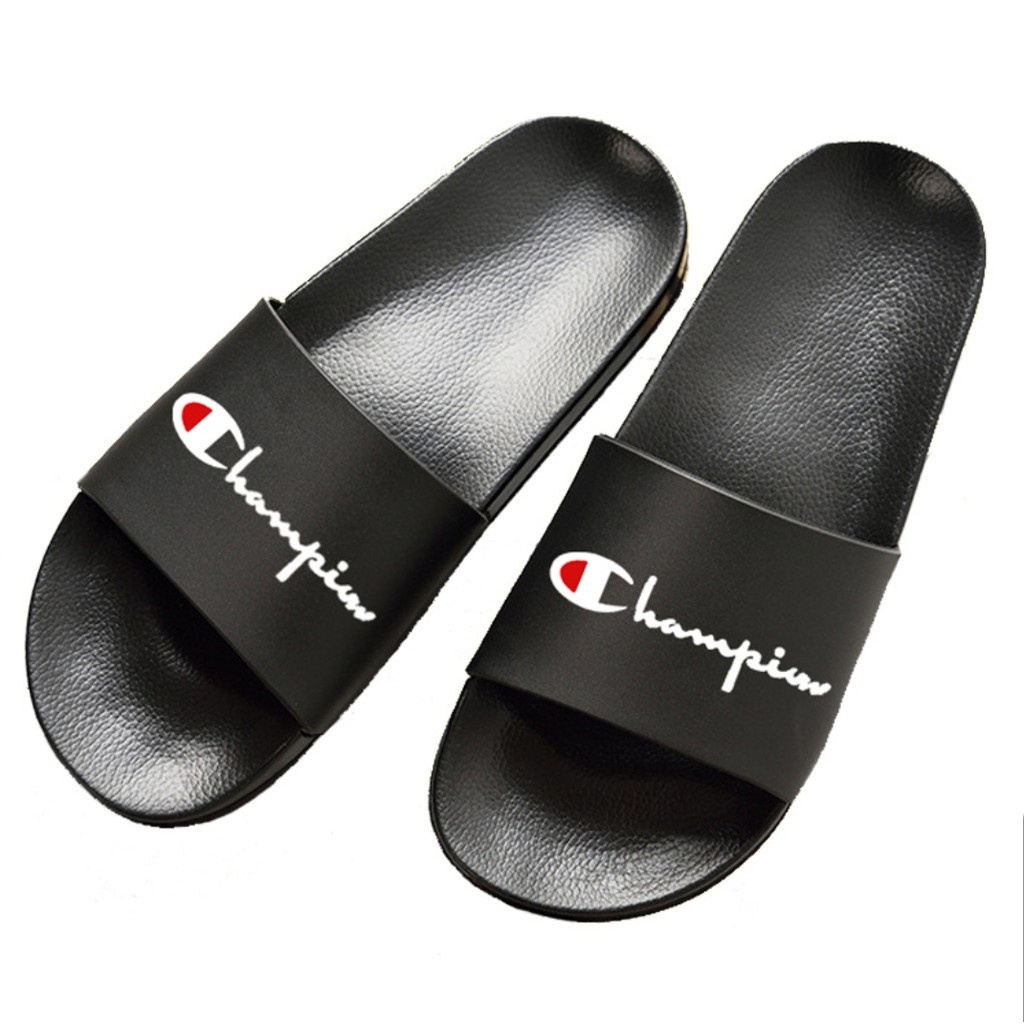 Sandal Pria Slide Champion Karet / Sendal Flat Slop Selop Cowok Cewek Unisex