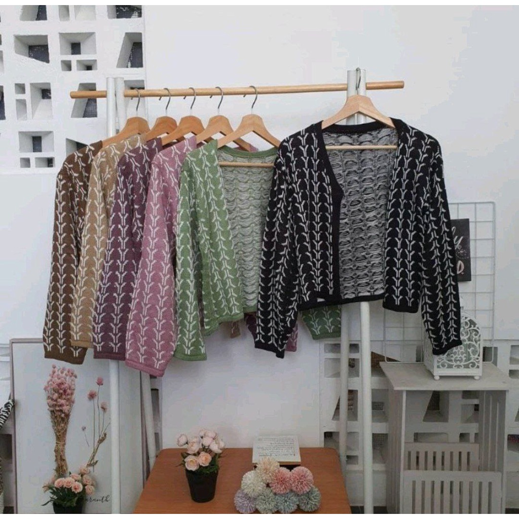 EDREA CROP CARDY | ATASAN BAJU RAJUT WANITA | OUTER KEKINIAN