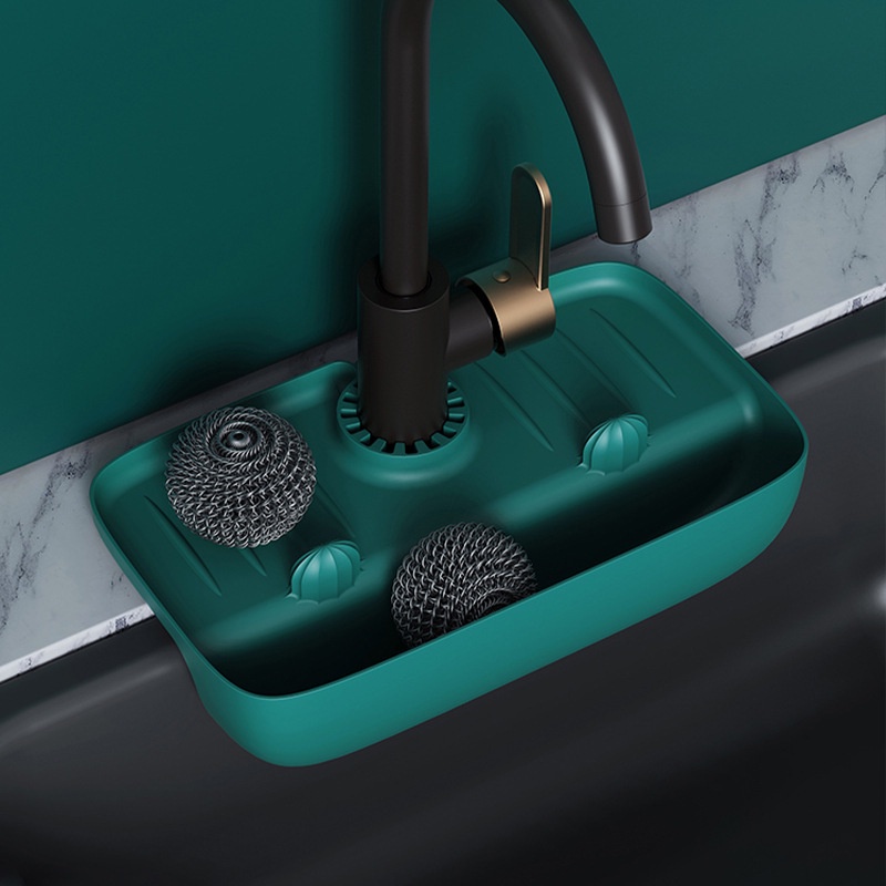 【COD】Rak Tempat Cuci Piring Spons Anti Slip Sponge Drain Rack Silicone Sink Drain Bathroom Countertop Protector