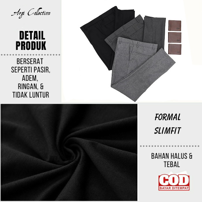 Celana Kantor Formal Kerja Bahan Dasar Pria Slimfit