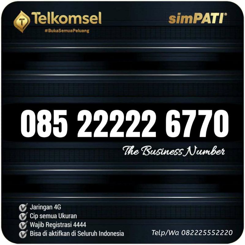 nomor cantik telkomsel simpati 22222 6770