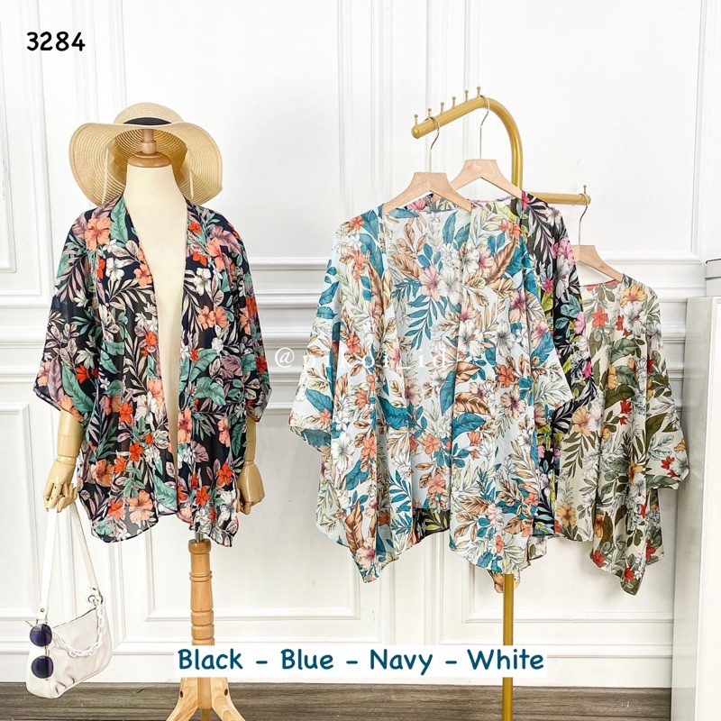 Summer outer / cardigan wanita bunga / outer pantai / flowy cardi / cardigan floral jatuh murah 2583