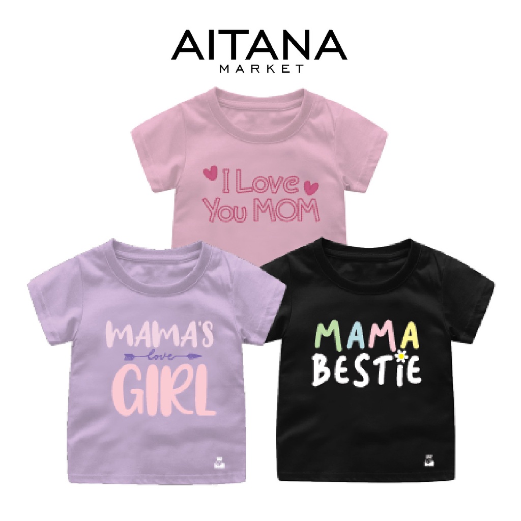 Baju Kaos NAF Typography Series Mama Bestie Ready Bayi sampai Bigsize Bahan Katun Combed 30s