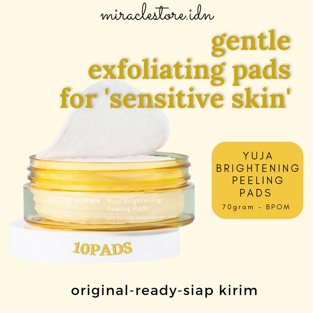 READY! GLOWSOPHY Yuja Brightening Peeling Pads 70ml - Eksfoliasi Sel Kulit Mati dan Menghaluskan Kulit Wajah with AHA BHA PHA