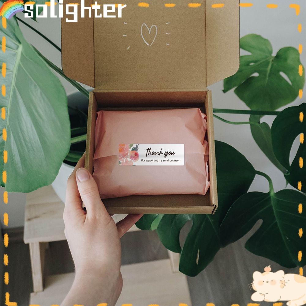 Solighter 100 Pcs/bag Thank You Stiker Komoditi Hadiah Dekorasi Bisnis Kecil Stiker Scrapbooking Pernikahan Perekat Diri Label Stiker