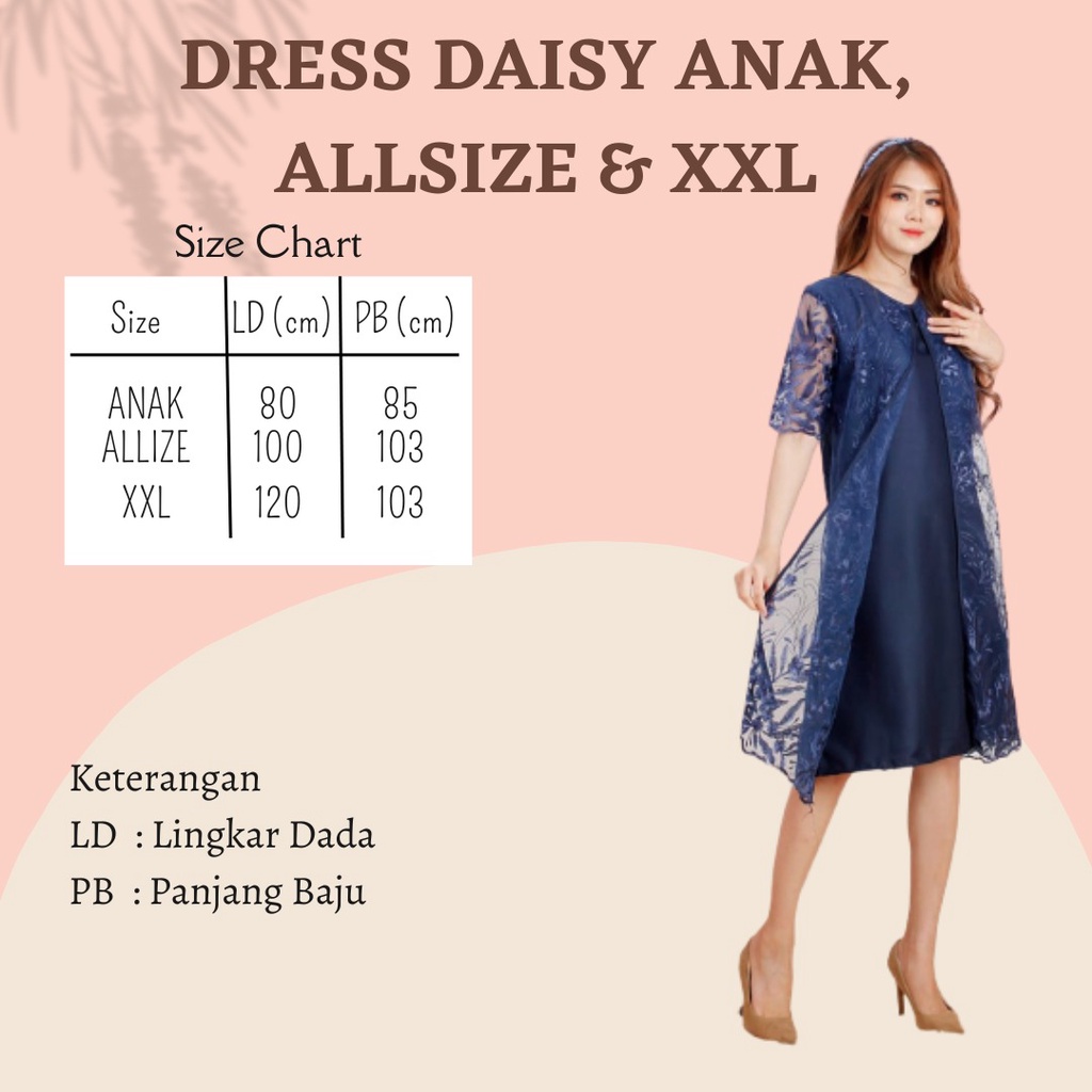 DRESS BRUKAT DAISY DRESS MEWAH SIZE S-XXL KEKINIAN SIMPEL