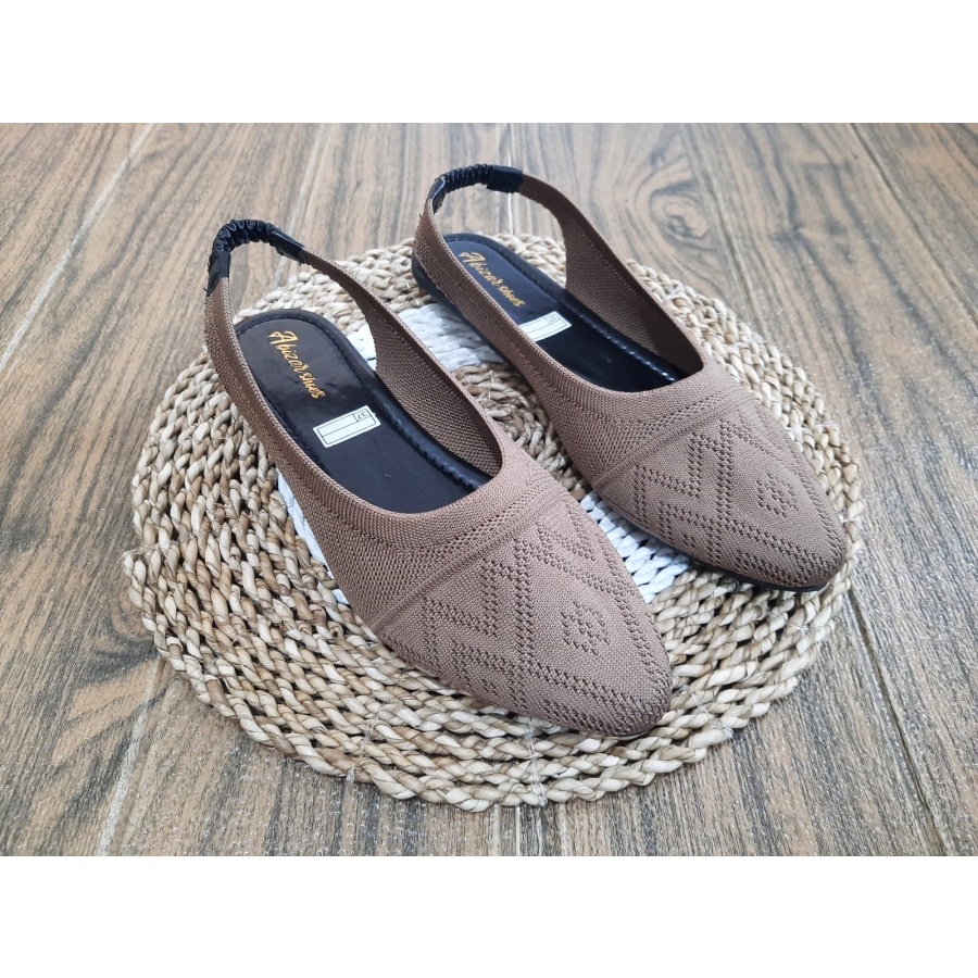 SANDAL BAPAU RAJUT IMPORT WANITA KARET BELAKANG BERKUALITAS/SENDAL SLOP/SENDALFLAT/SEPATU FLET