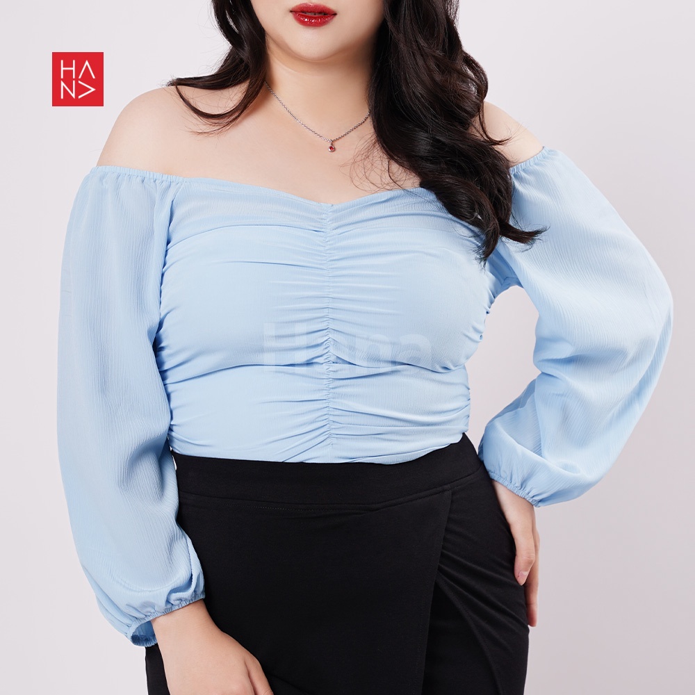 Hana Fashion - (Big SIze) Hailee Sabrina Blouse Wanita / Atasan Crop Wanita - TS293