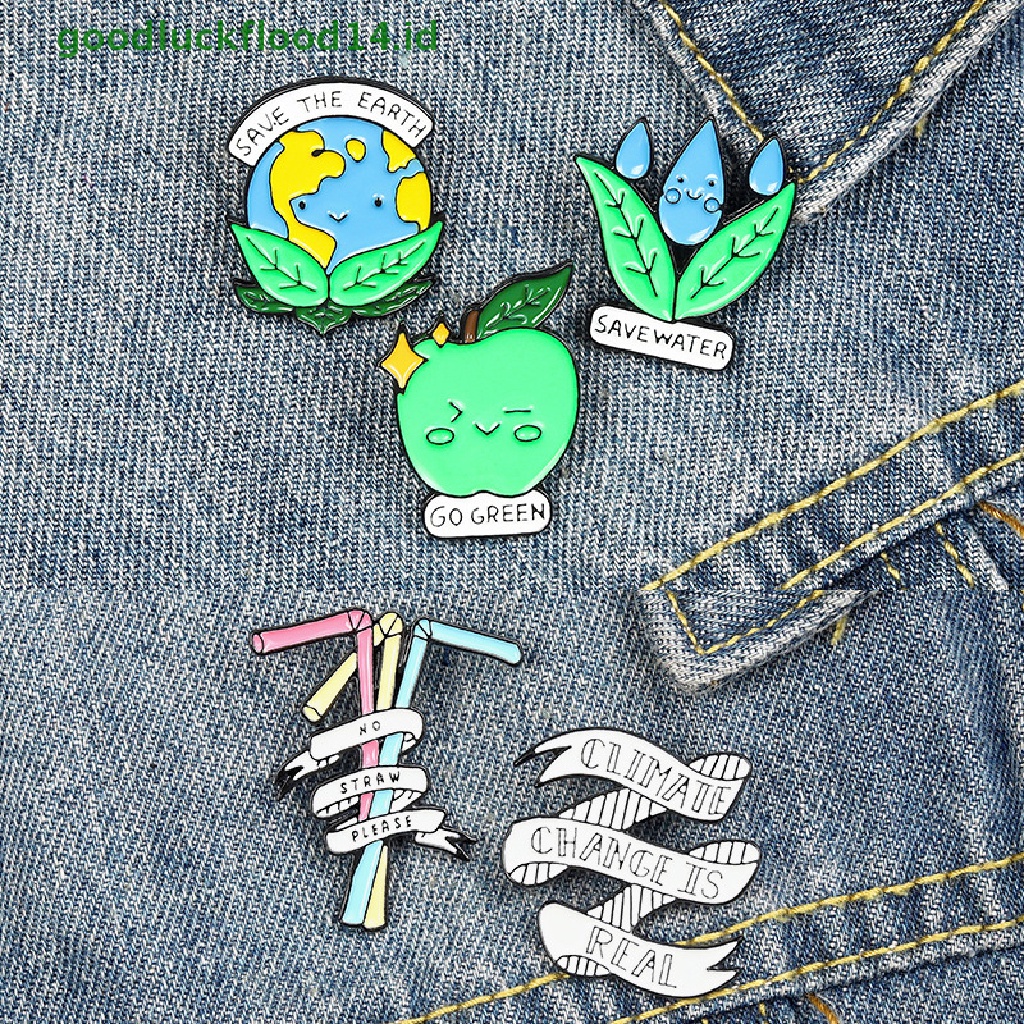 [GOOGFOUR] Save the Earth Enamel Protect Environment Bros Tas Pakaian Kerah Pin Lencana [TOP]