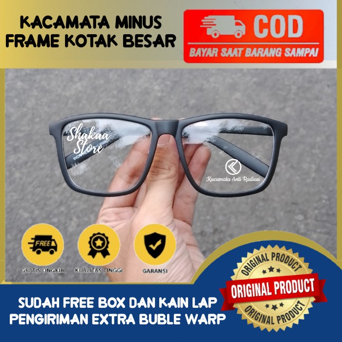 Kacamata Minus kotak besar /lensa minus/frame kacamata kotak/soflen