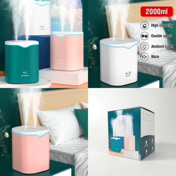 Humidifier Pengharum Ruangan Aromatherapy Oil Diffuser Double Spray 2000ml - H2000