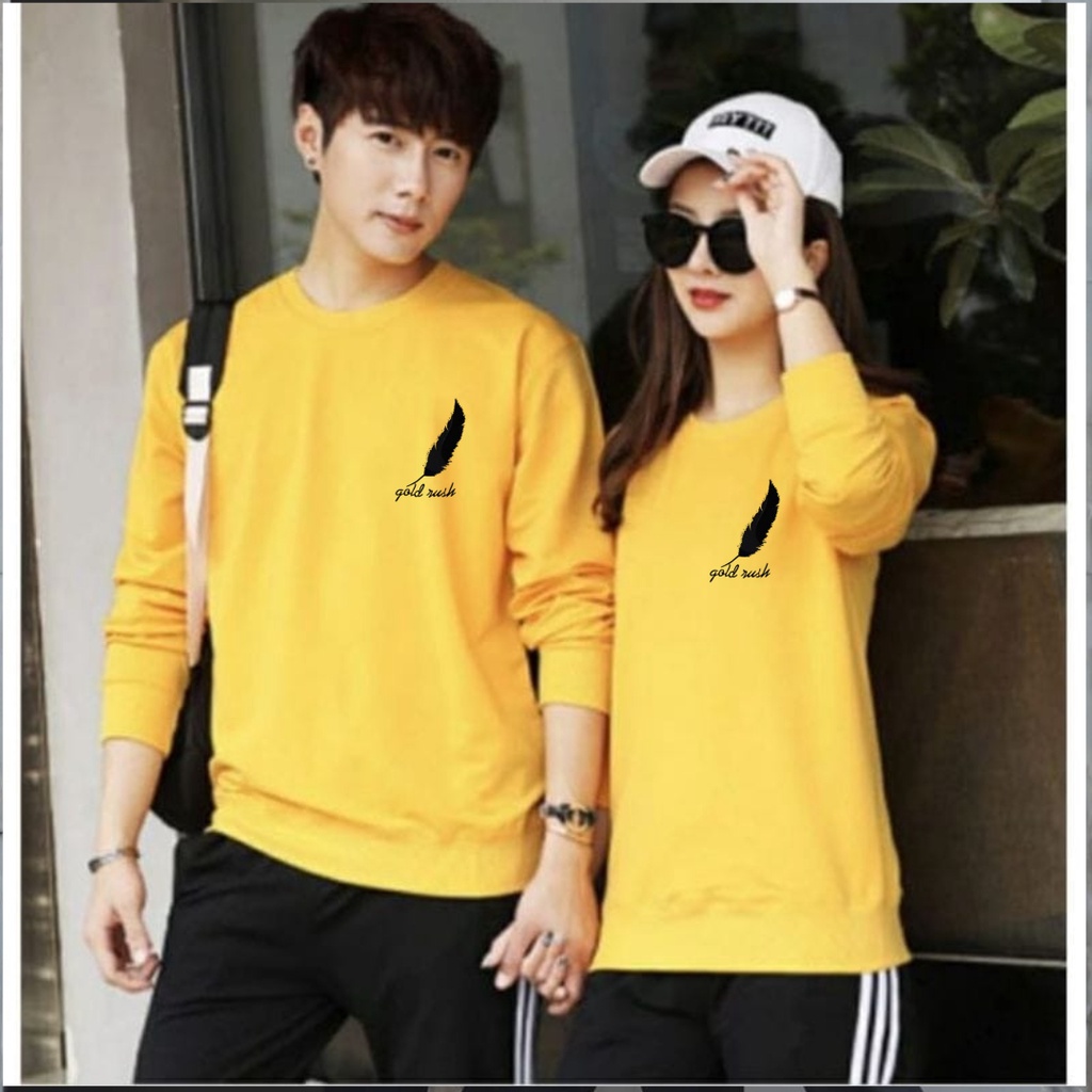 Baju COUPLE GOLD RUSH  terbaru lengan panjang  kaos Trendy dan kekinian/ harga sudah termasuk 2pcs