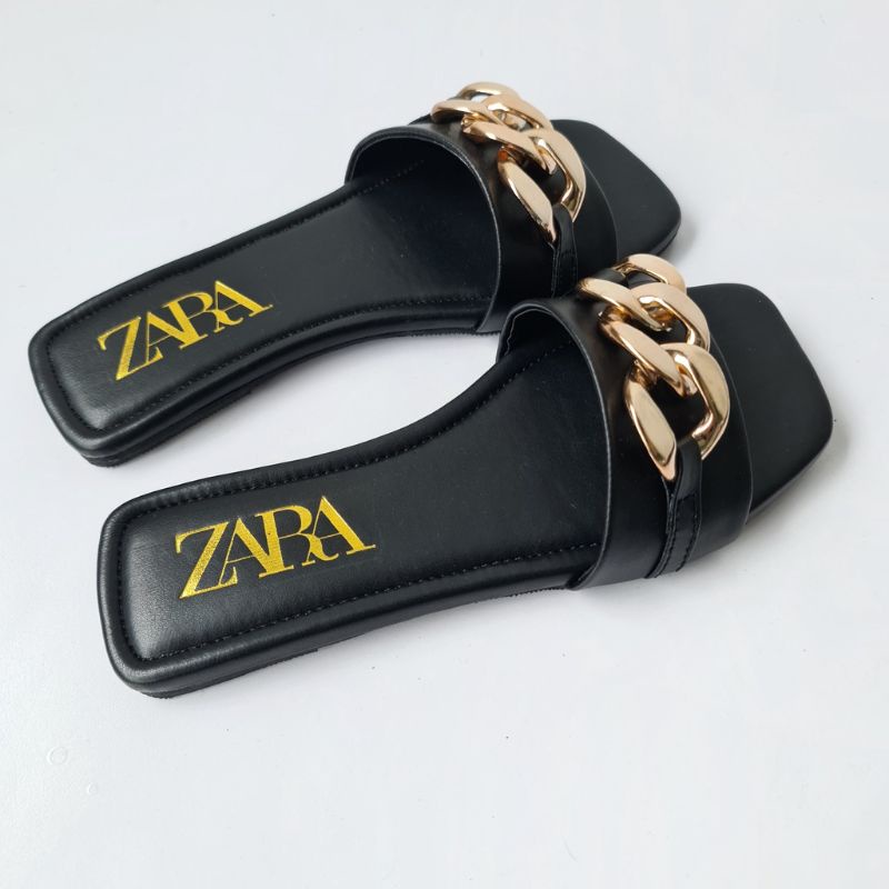 HOT DEALS NEW PRODUCT SANDAL FLAT ZARA SANDAL ZARA TEPLEK SANDAL ZARA WANITA TERBARU MOTIF RANTAI