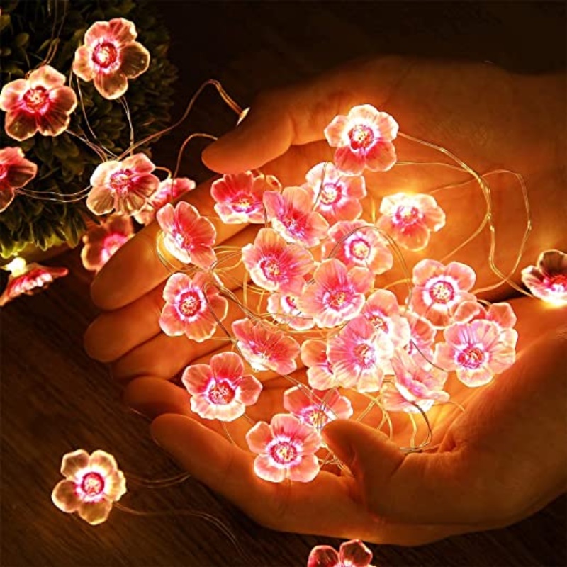 1/2m LED Pink Cherry Lamp String/Lampu String Peri Bunga Blossom Tenaga Baterai Untuk Dekorasi Ruang Tamu