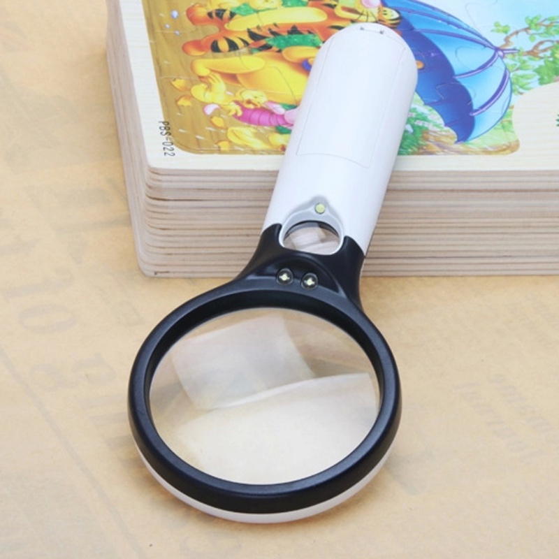 2in1 Magnifier Gelas Kaca Pembesar Dengan Lampu 3 LED Loop Magnifying Untuk Membaca dan Perhiasan