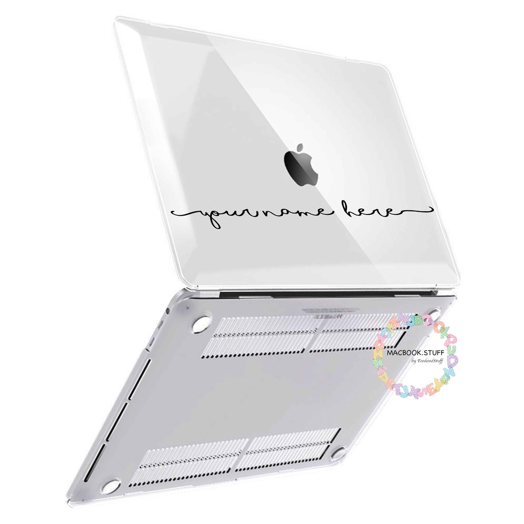 CUSTOM TRANS LONGNAME NAMA MACBOOK Case Clear TRANSPARAN Bening NEW AIR PRO RETINA 11 12 13 14 15 16 INCH NON /  WITH CD ROOM / TOUCHBAR / TOUCH ID / M1 2020 2021 2022